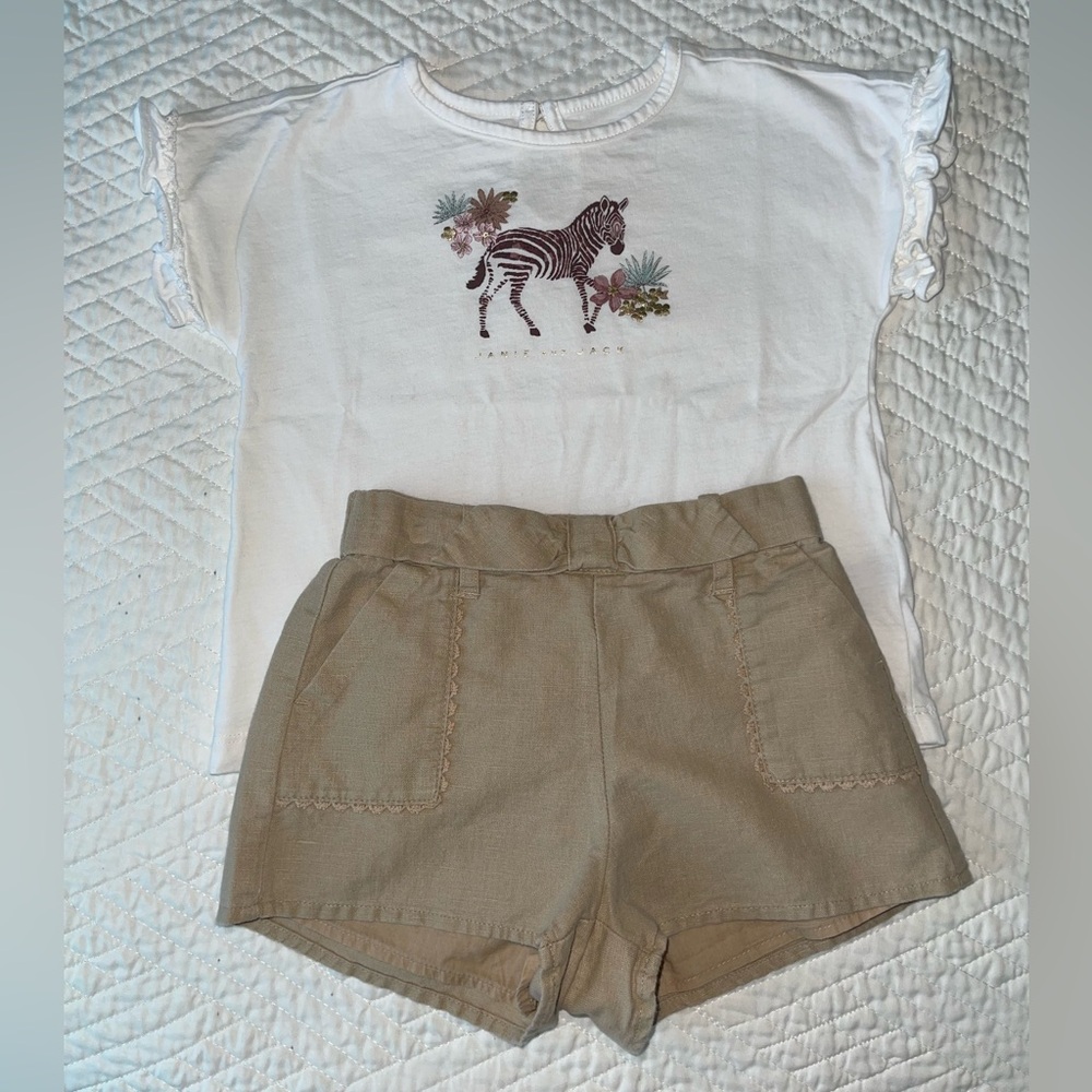 Janie and Jack Tan Shorts and blouse